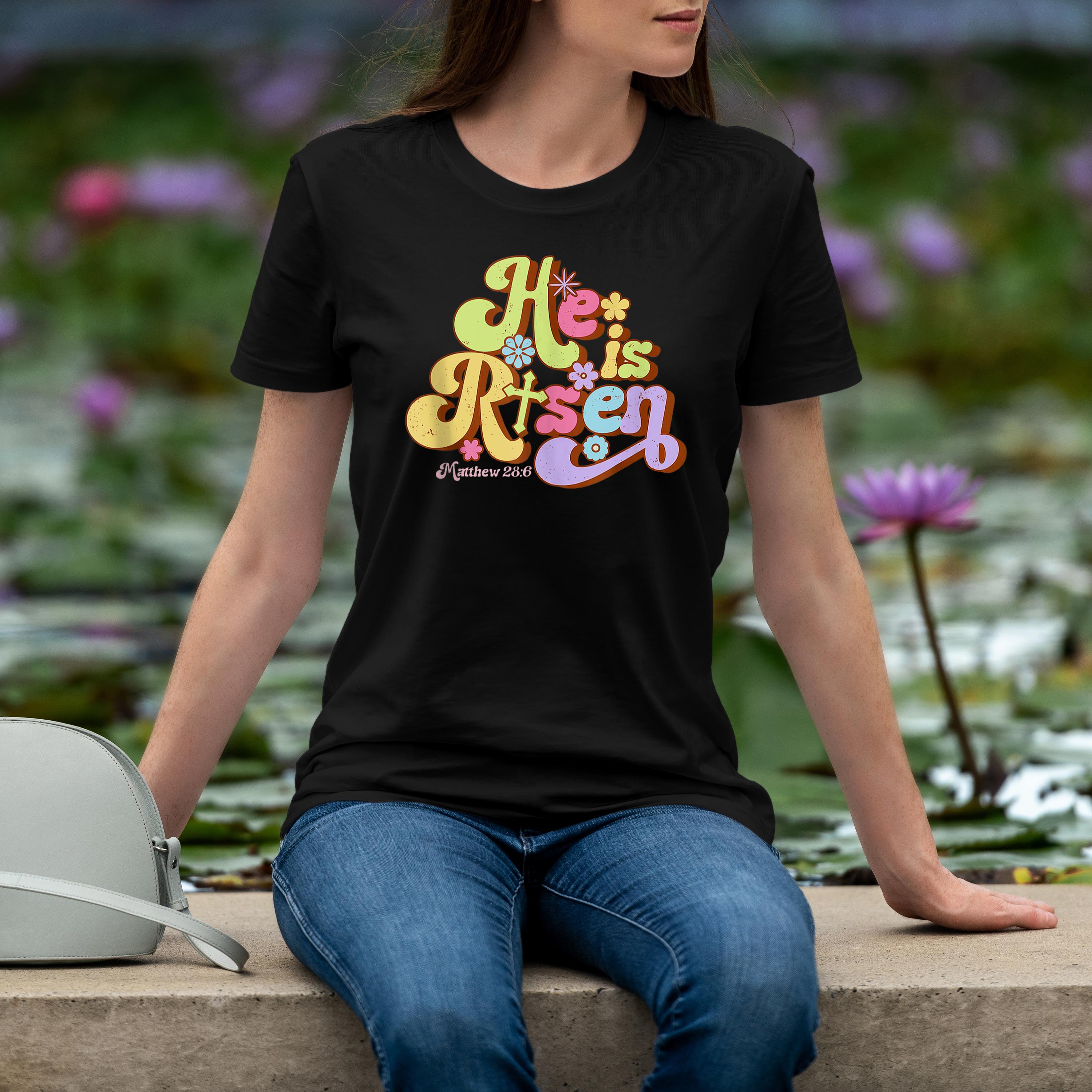 Easter Christian He Is Risen Groovy Retro Men Women Kids Shirt 